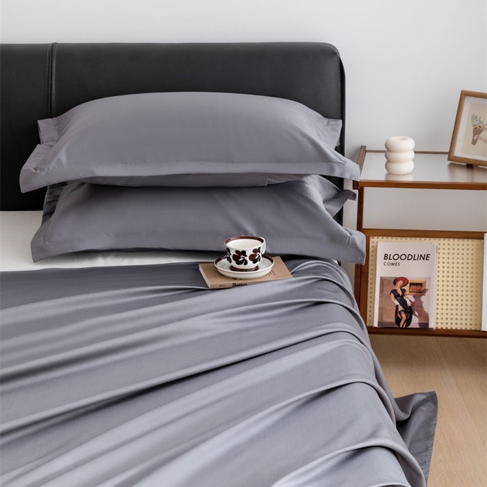 91家纺网 家纺一手货源 找家纺 宝时兰 2025新款100支新疆长绒棉单品床单全棉枕套纯棉三件套 迷雾灰