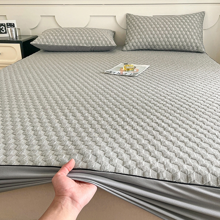 91家纺网 家纺一手货源 找家纺 久云居 2025新款抗菌天然竹纤维防水床签 高级灰