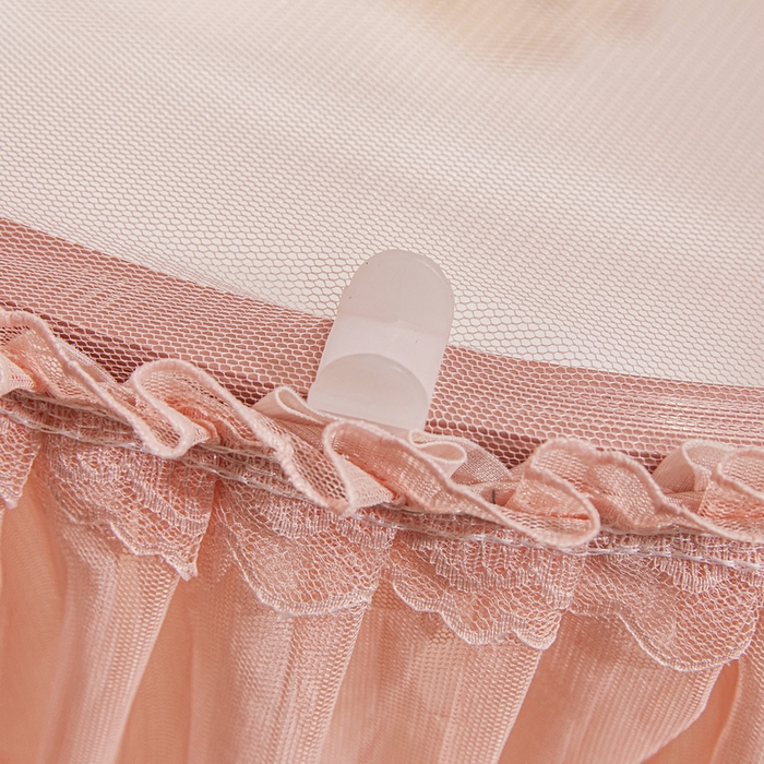 91家纺网 家纺一手货源 找家纺 夏彩 2025新款绣花加柔加密铝合金接口高度可调节轨道蚊帐88620 88620浅粉玉