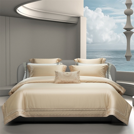 （总）高大尚婚庆馆 2025春夏新款 长绒棉高端绣花四件套-宝格丽