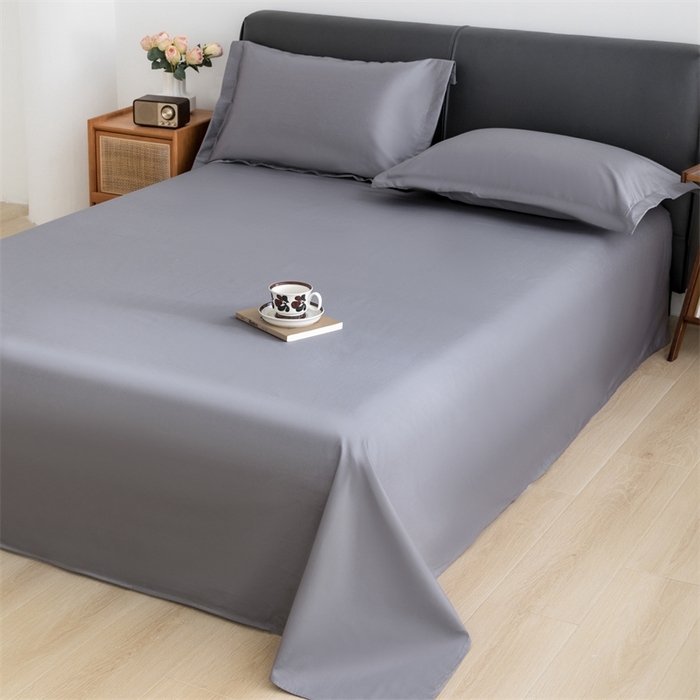 91家纺网 家纺一手货源 找家纺 宝时兰 2025新款100支新疆长绒棉单品床单全棉枕套纯棉三件套 迷雾灰