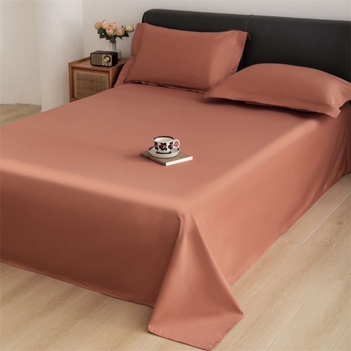 91家纺网 家纺一手货源 找家纺 宝时兰 2025新款100支新疆长绒棉单品床单全棉枕套纯棉三件套 枫叶橘