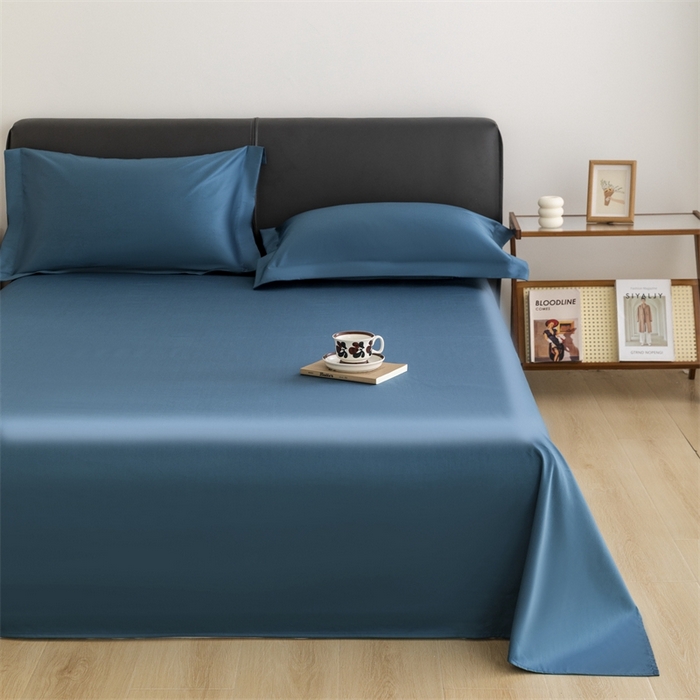 91家纺网 家纺一手货源 找家纺 宝时兰 2025新款100支新疆长绒棉单品床单全棉枕套纯棉三件套 梵星蓝