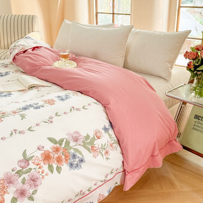 91家纺网 家纺一手货源 找家纺 7V 2025全棉被套133*76纯棉轻奢宽边单被套喷气长绒棉面料 眷恋