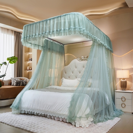 91家纺网 家纺一手货源 找家纺 （总）夏彩 2025新款蕾丝加柔加密铝合金接口高度可调节式轨道蚊帐88618