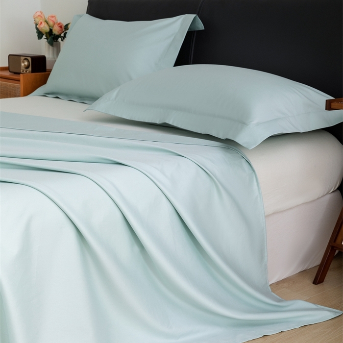 91家纺网 家纺一手货源 找家纺 宝时兰 2025新款100支新疆长绒棉单品床单全棉枕套纯棉三件套 湖泊绿