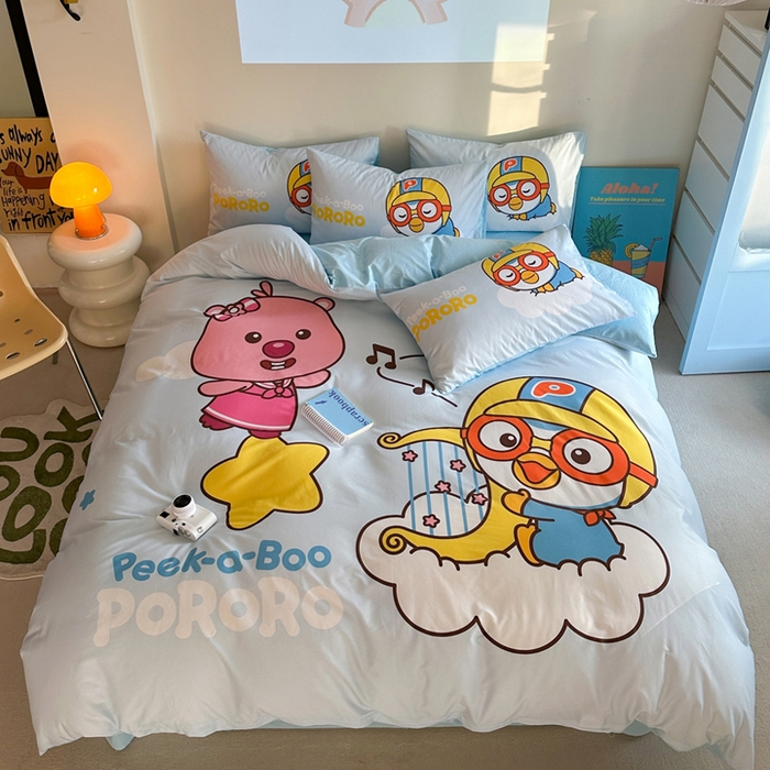 91家纺网 家纺一手货源 找家纺 金爱家 2025新款波乐乐系列纯棉数码印花系列四件套 波乐乐-音乐派对