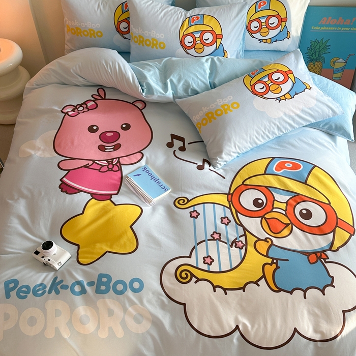 91家纺网 家纺一手货源 找家纺 金爱家 2025新款波乐乐系列纯棉数码印花系列四件套 波乐乐-音乐派对