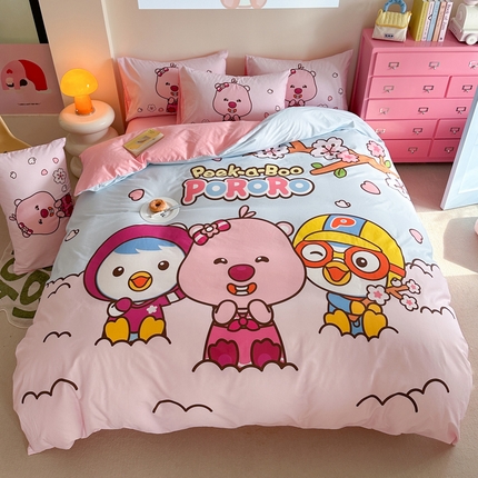 金爱家 2025新款波乐乐系列纯棉数码印花系列四件套 波乐乐-好朋友