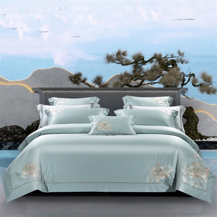 91家纺网 家纺一手货源 找家纺 （总）高大尚婚庆馆 2025春夏新款 长绒棉高端绣花四件套-赫莲娜