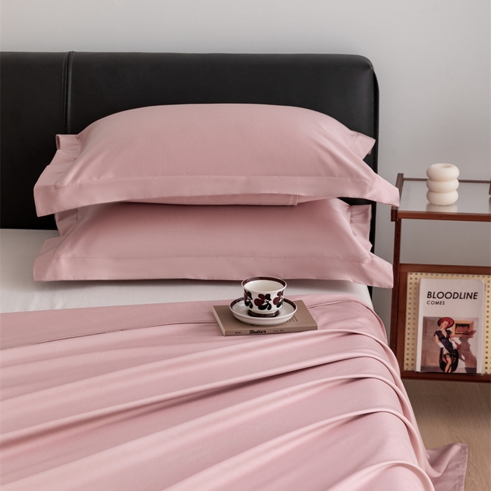 91家纺网 家纺一手货源 找家纺 宝时兰 2025新款100支新疆长绒棉单品床单全棉枕套纯棉三件套 茱萸粉