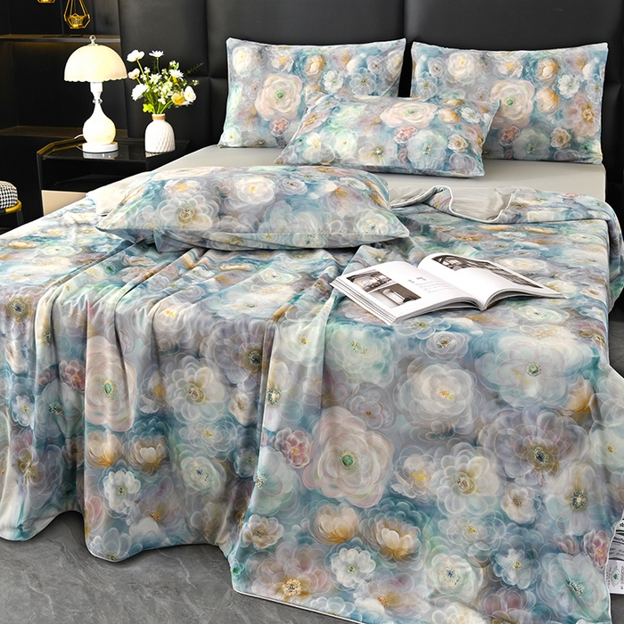 91家纺网 家纺一手货源 找家纺 欧夏家纺 2025新款凉感玻尿酸焕颜被夏被 花开朵朵