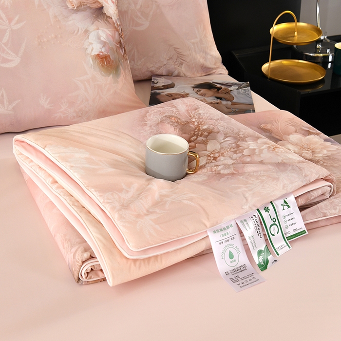 91家纺网 家纺一手货源 找家纺 欧夏家纺 2025新款凉感玻尿酸焕颜被夏被 牡丹盛开