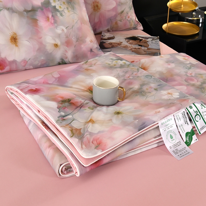 91家纺网 家纺一手货源 找家纺 欧夏家纺 2025新款凉感玻尿酸焕颜被夏被 花海迷情