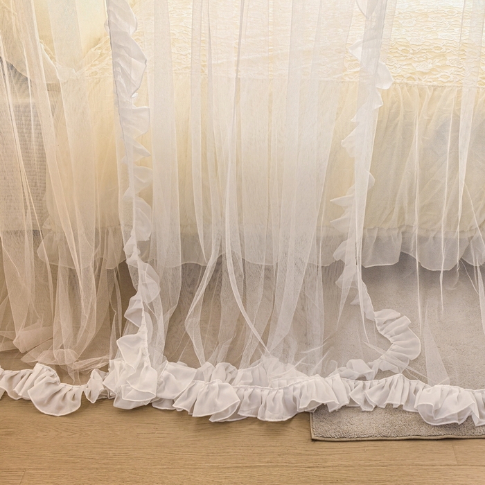 91家纺网 家纺一手货源 找家纺 夏彩  2025新款加柔加密铝合金接口高度可调节双层窗帘式导轨蚊帐88619 花语-玉