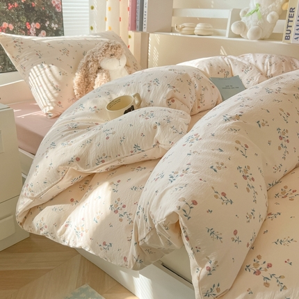 91家纺网 家纺一手货源 找家纺 （总）韩巢家纺 2025新款云感双层纱超柔裸睡级学生宿舍上下铺床单被套三件套-（提供卖家秀）