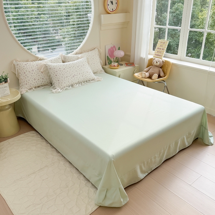 91家纺网 家纺一手货源 找家纺 橘子家 2025新款云纱四件套 清雅