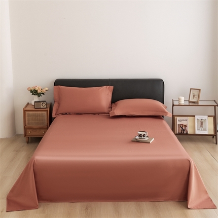 91家纺网 家纺一手货源 找家纺 宝时兰 2025新款100支新疆长绒棉单品床单全棉枕套纯棉三件套 枫叶橘