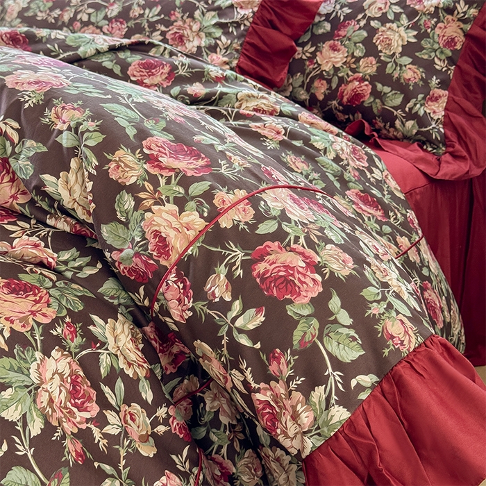 91家纺网 家纺一手货源 找家纺 （总）胜权家纺 2025新款全棉13372法式床裙款活性印花四件套