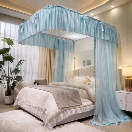 91家纺网 家纺一手货源 找家纺 夏彩 2025新款加柔加密铝合金接口高度可调节导轨蚊帐88615 88615浅水蓝