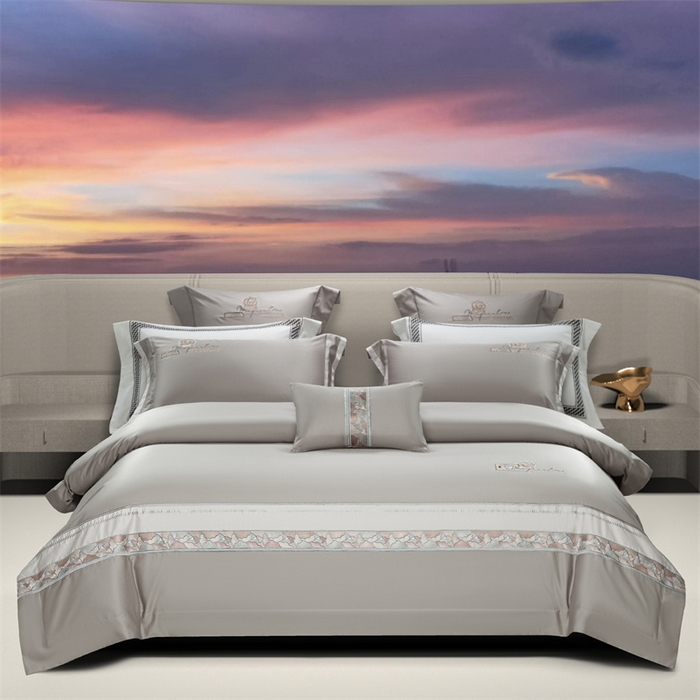 91家纺网 家纺一手货源 找家纺 高大尚婚庆馆 2025春夏新款 长绒棉高端绣花四件套-海歌娜 海歌娜-绅士灰