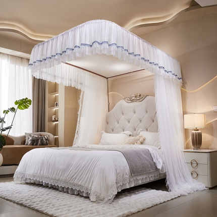 91家纺网 家纺一手货源 找家纺 （总）夏彩 2025新款蕾丝加柔加密铝合金接口高度可调节式轨道蚊帐88618