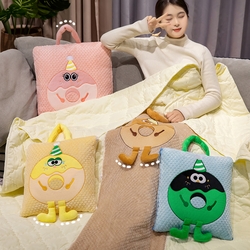 91家纺网 家纺一手货源 找家纺 （总）中华鲟2025新款多功能豆豆绒提花网红抱枕毯卡通立体贴布刺绣抱枕被夏被,甜甜圈夏被-黄,甜甜圈夏被-蓝,甜甜圈夏被-粉,甜甜圈夏被-卡