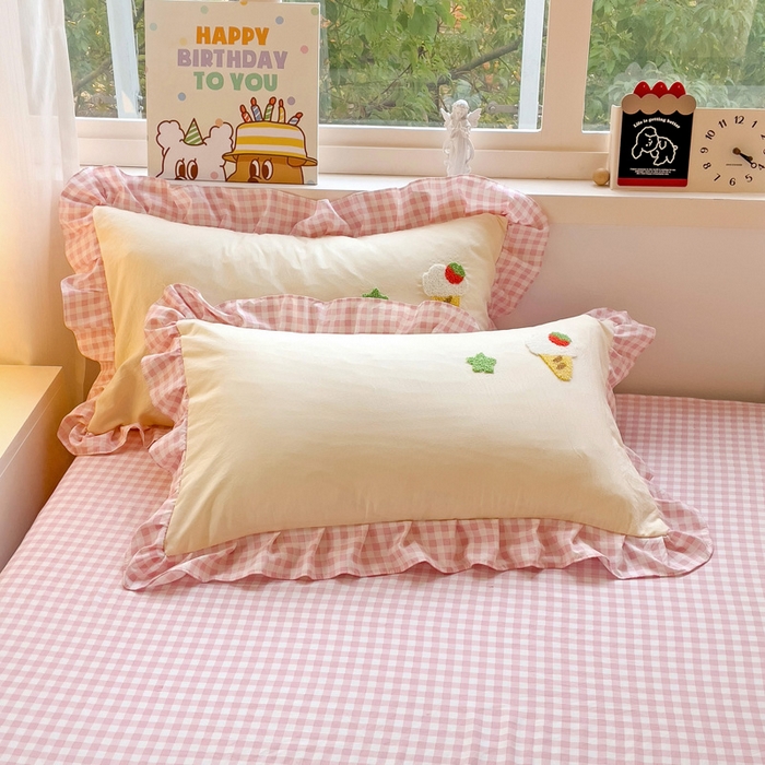 91家纺网 家纺一手货源 找家纺 （总）梦之岛 2025新款ins韩版奶茶风云朵棉可爱毛巾绣四件套