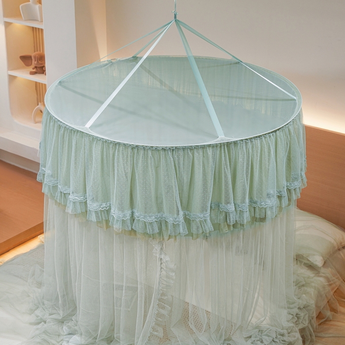 91家纺网 家纺一手货源 找家纺 夏彩 2025新款加高加密加柔吊顶蚊帐88621 88621-薄荷绿