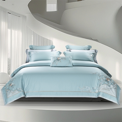 高大尚婚庆馆 2025春夏新款 长绒棉高端绣花四件套-奥德丽 奥德丽-水晶兰