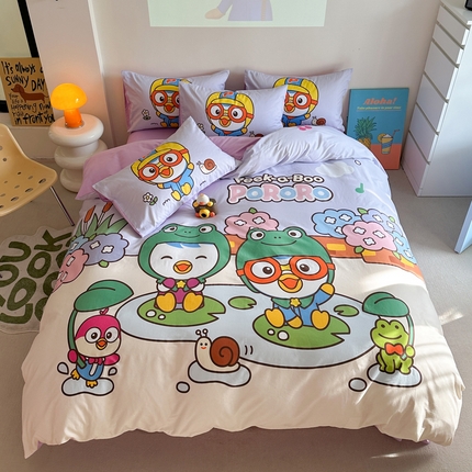 91家纺网 家纺一手货源 找家纺 （总）金爱家 2025新款波乐乐系列纯棉数码印花系列四件套