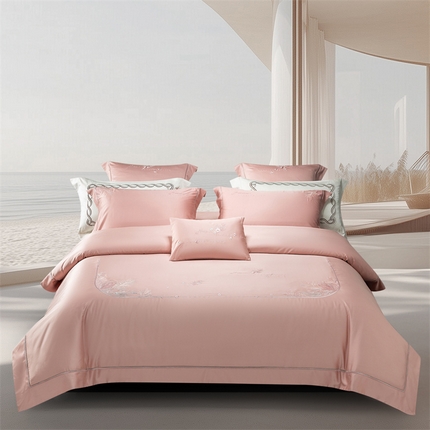 91家纺网 家纺一手货源 找家纺 （总）高大尚婚庆馆 2025春夏新款 长绒棉高端绣花四件套-洛伊薇