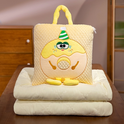 91家纺网 家纺一手货源 找家纺 （总）中华鲟2025新款多功能豆豆绒提花网红抱枕毯卡通立体贴布刺绣抱枕被夏被