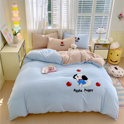 91家纺网 家纺一手货源 找家纺 2025新款立体毛巾绣四件套 艾迪狗