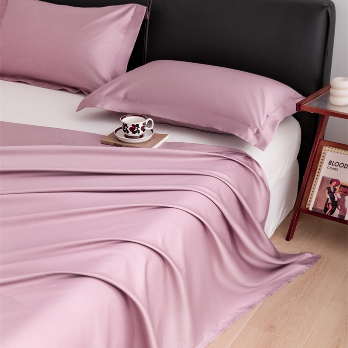 91家纺网 家纺一手货源 找家纺 宝时兰 2025新款100支新疆长绒棉单品床单全棉枕套纯棉三件套 樱洛粉