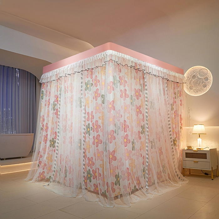 91家纺网 家纺一手货源 找家纺 （总）世婕 2025新款四季款三开门落地床幔蚊帐