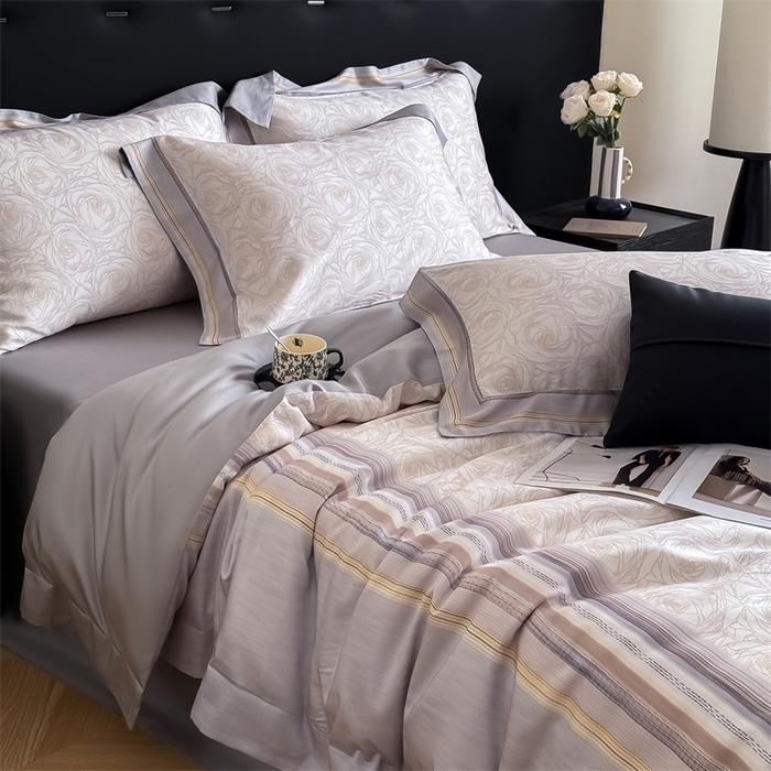 91家纺网 家纺一手货源 找家纺 朵希曼 2026年新款60s天丝棉数码印花四件套 云影