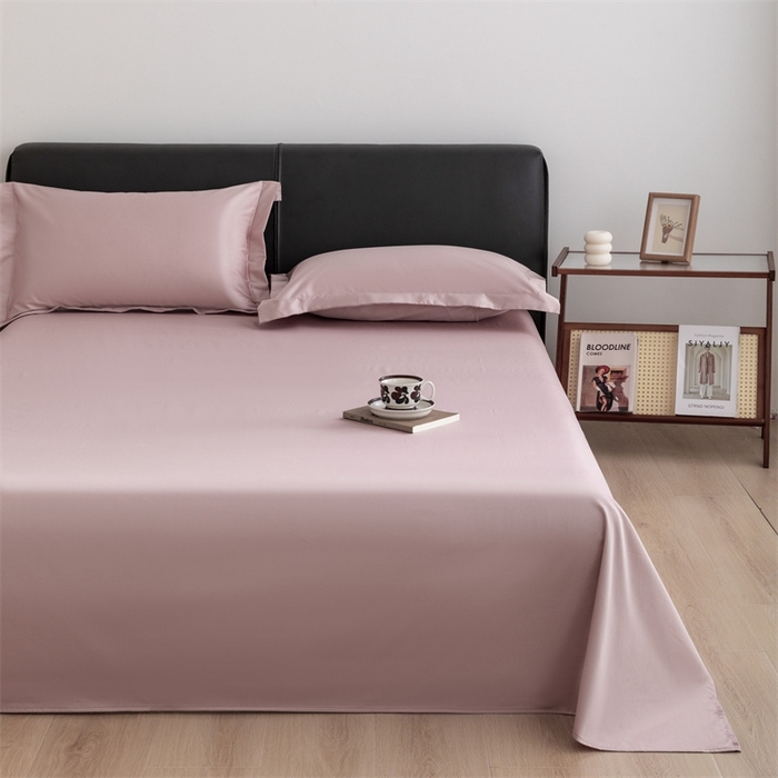 91家纺网 家纺一手货源 找家纺 宝时兰 2025新款100支新疆长绒棉单品床单全棉枕套纯棉三件套 茱萸粉