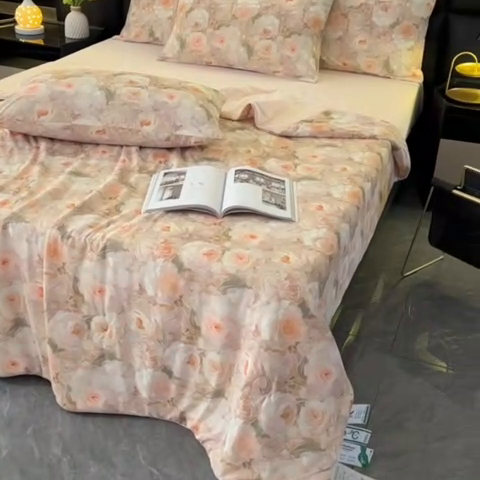 91家纺网 家纺一手货源 找家纺 欧夏家纺 2025新款凉感玻尿酸焕颜被夏被 繁花佳人