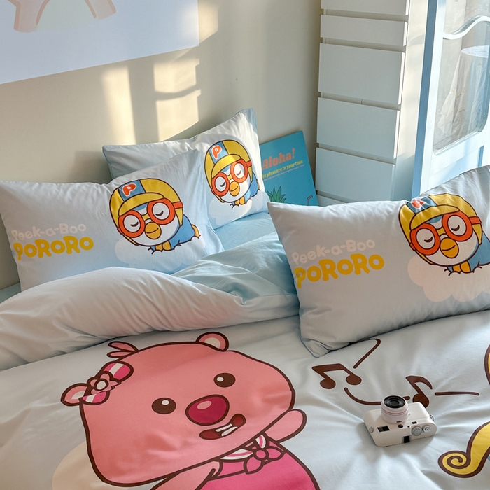 91家纺网 家纺一手货源 找家纺 金爱家 2025新款波乐乐系列纯棉数码印花系列四件套 波乐乐-音乐派对