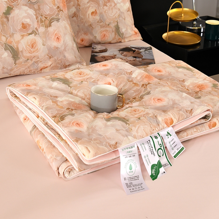 91家纺网 家纺一手货源 找家纺 欧夏家纺 2025新款凉感玻尿酸焕颜被夏被 繁花佳人