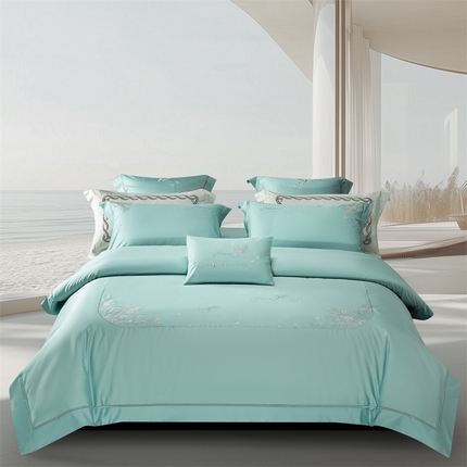 91家纺网 家纺一手货源 找家纺 （总）高大尚婚庆馆 2025春夏新款 长绒棉高端绣花四件套-洛伊薇