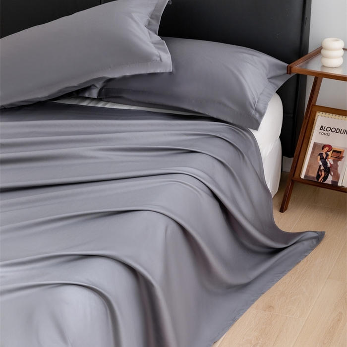 91家纺网 家纺一手货源 找家纺 宝时兰 2025新款100支新疆长绒棉单品床单全棉枕套纯棉三件套 迷雾灰