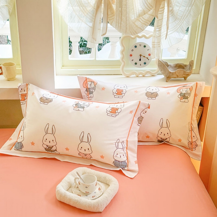 91家纺网 家纺一手货源 找家纺 7V 2025全棉被套133*76纯棉轻奢宽边单被套喷气长绒棉面料 星星兔