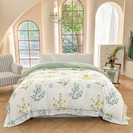 91家纺网 家纺一手货源 找家纺 （总）7V 2025新款轻奢大宽边100%纯棉四件套133*76全棉喷气宽幅长绒棉被套床单床笠套件