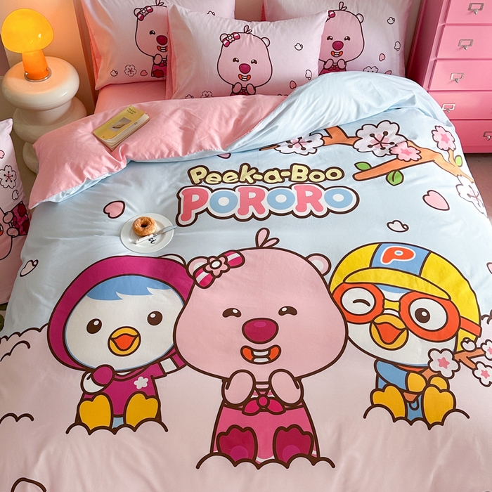 91家纺网 家纺一手货源 找家纺 金爱家 2025新款波乐乐系列纯棉数码印花系列四件套 波乐乐-好朋友