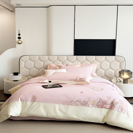 2025新款全棉伊莉莎系列四件套 伊莉莎-白粉