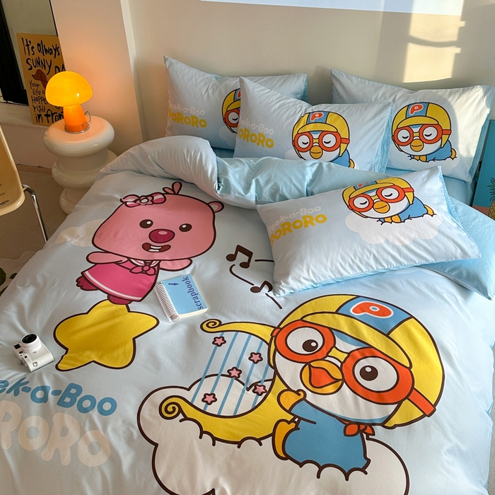 91家纺网 家纺一手货源 找家纺 金爱家 2025新款波乐乐系列纯棉数码印花系列四件套 波乐乐-音乐派对