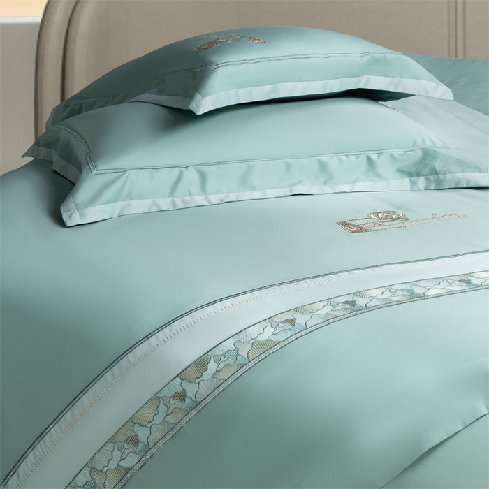 91家纺网 家纺一手货源 找家纺 高大尚婚庆馆 2025春夏新款 长绒棉高端绣花四件套-海歌娜 海歌娜-水晶兰