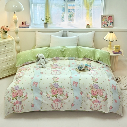 91家纺网 家纺一手货源 找家纺 （总）珂博家纺 2025新款12868全棉纯棉小清新印花系列单品被套